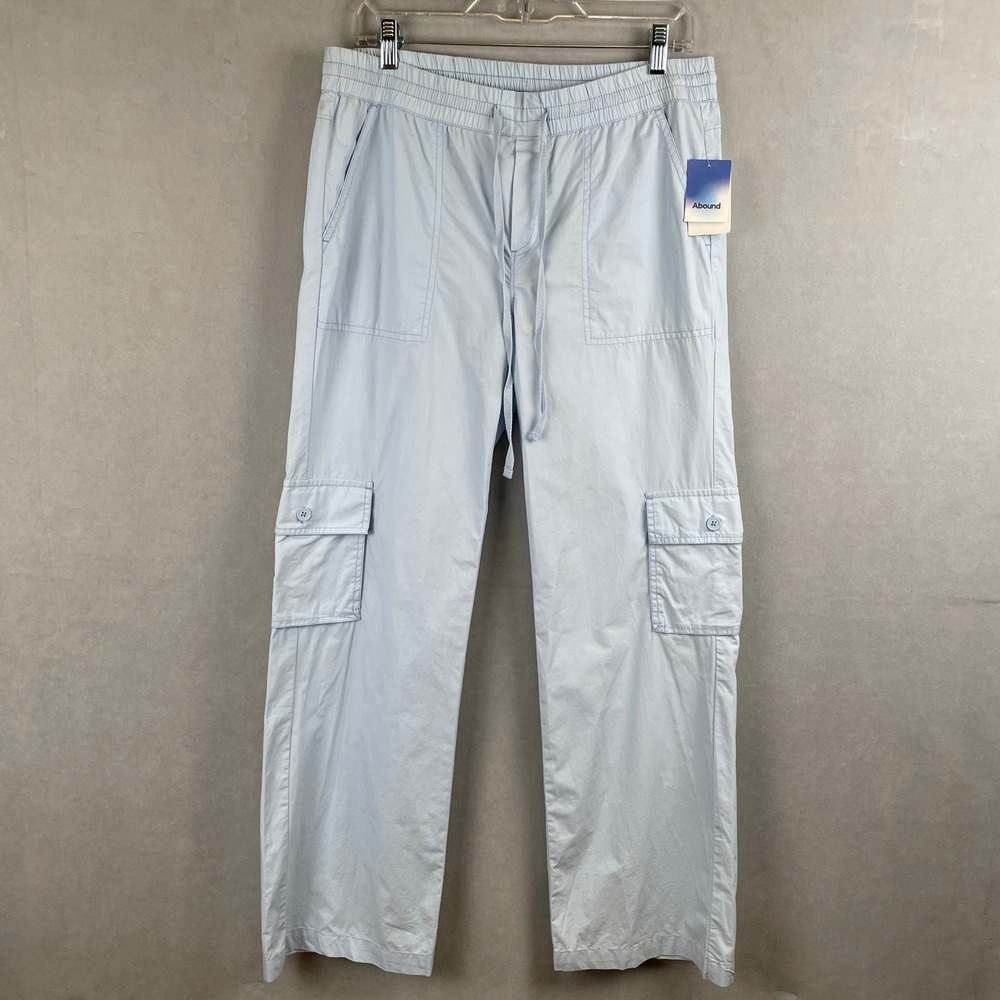 Abound Skyride Cotton Cargo Pants Sz M Powder Blue Straight Leg Coastal Relaxed